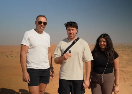 Roberto, Dante, and Kiara in the Trawey Desert